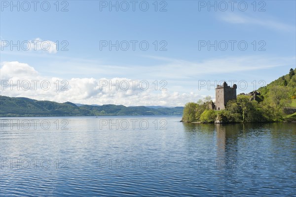 Tower of the ruins of Urquhart Castle on the banks of Loch Ness