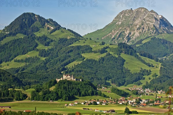 Town of Gruyeres with Gruyeres Castle