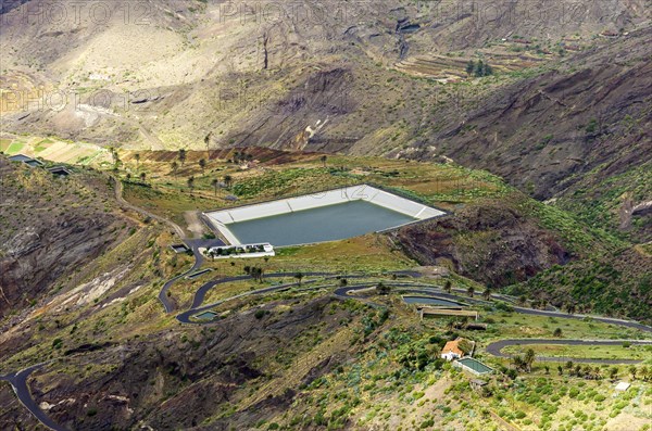 View of the valley with a reservoir