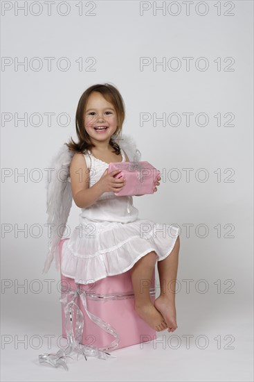 Girl dressed as angel
