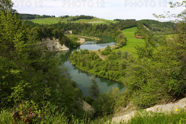 View from the plateau of the former Burg Kalden Castle of the Iller River