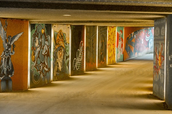 Pedestrian underpass with graffiti art