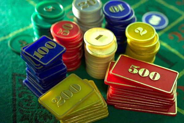 Stack of roulette chips or poker chips