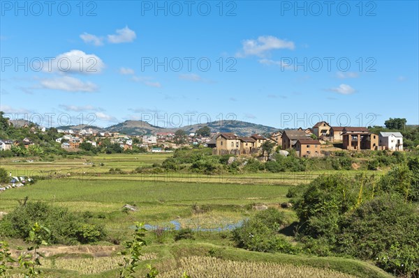 Village of the Betsileo pople with terraced rice paddies