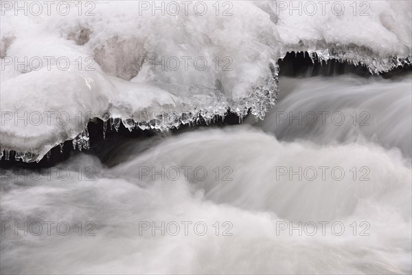 Waterfall covered in snow and ice in the Selke Valley