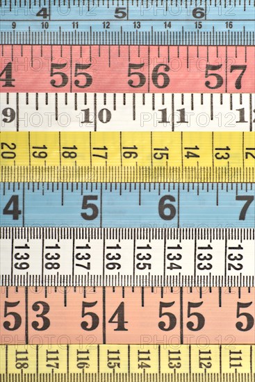 Various colourful measuring tapes