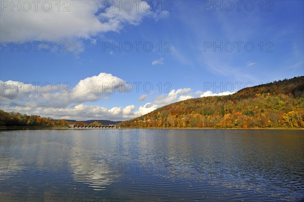 Autumn forest on the Happurger See reservoir