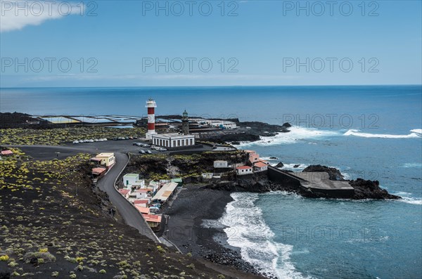 Coast with the Salinas Teneguia salt evaporation ponds