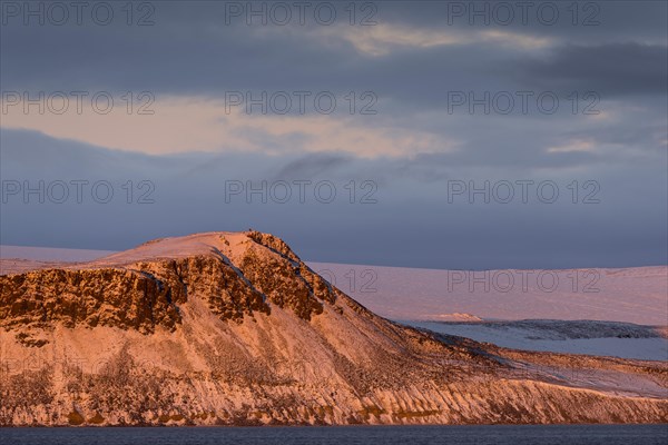 Mountain and glacier in the evening light