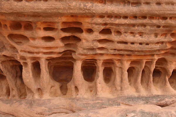 Wind erosion on soft sandstone layers