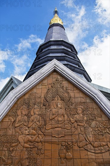 Relief at the Naphamethanidon Chedi of King Bhumibol Adulyadej on Mt Doi Inthanon