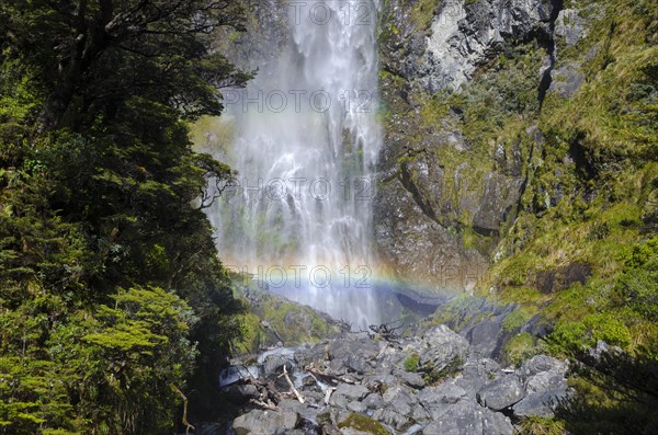 Waterfall with a rainbow