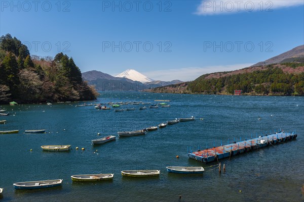 Ashi Lake with anchoring boats