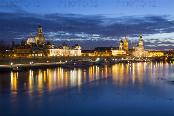 Cityscape at night with Frauenkirche church