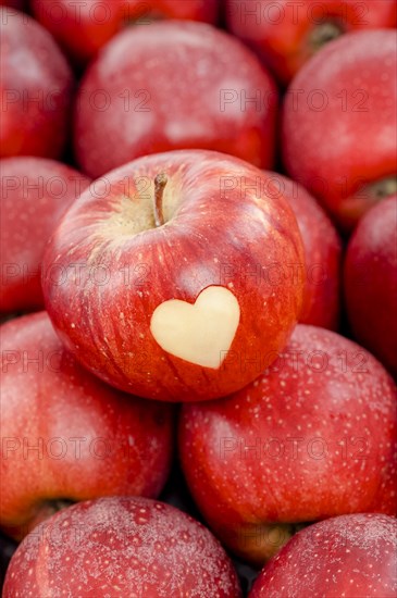 Apple with a heart shape cut-out