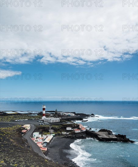 Coast with the Salinas Teneguia salt evaporation ponds