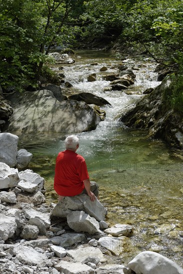 Man sitting in the Schwarzach Gorge