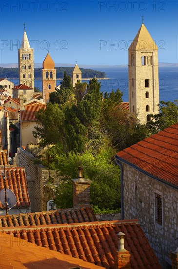 View from St John Church tower over the medieval roof tops of Rab town