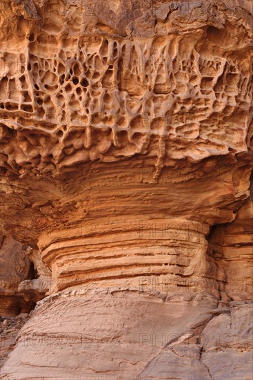 Wind erosion on soft sandstone layers