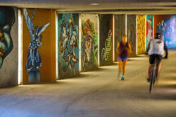 Pedestrian underpass with graffiti art