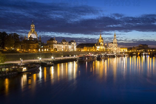 Cityscape at night with Frauenkirche church