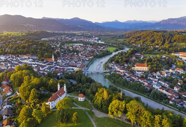 Bad Tolz with Calvary and Isar in the morning light