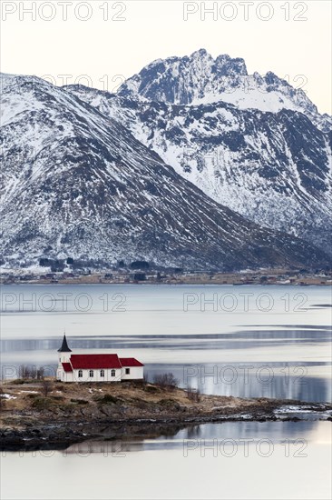 Winter landscape at Austnesfjord