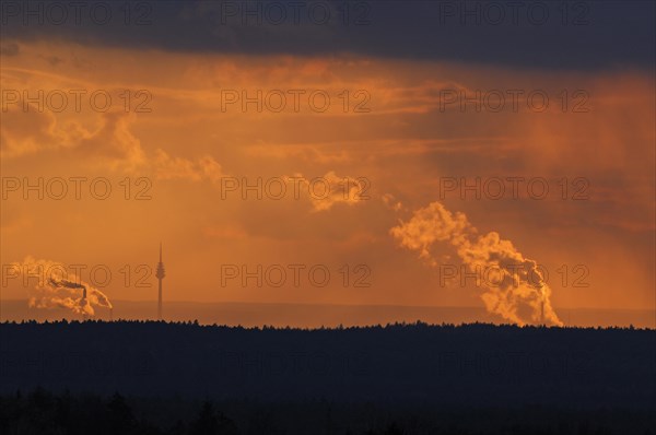 Nuremberg television tower in the evening light