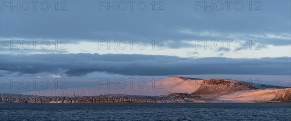 Mountain and glacier in the evening light