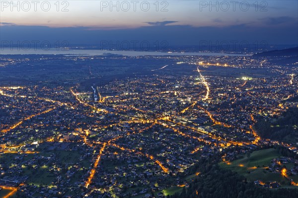 Townscape of Dornbirn in the evening