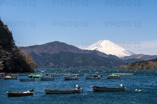 Ashi Lake with anchoring boats