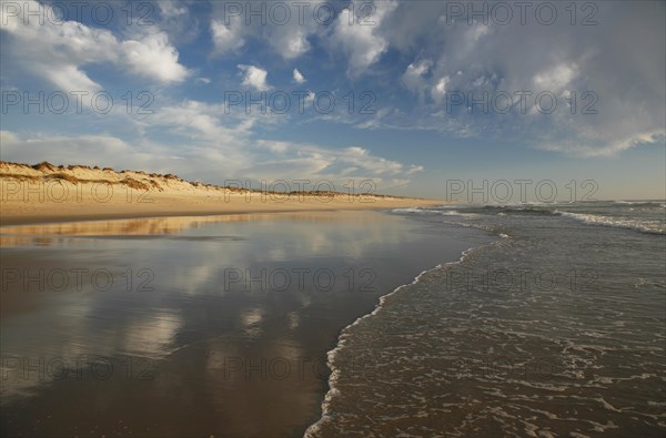 Beach and clouds in the evening light