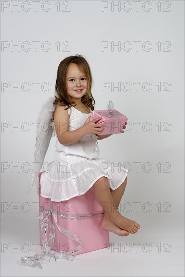 Girl dressed as angel