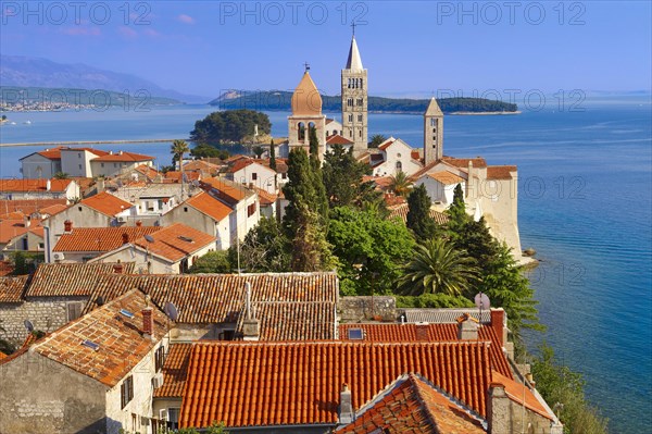 View from St John Church tower over the medieval roof tops of Rab town