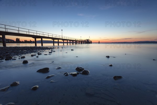 Blue hour at the ship pier of Mannenbach