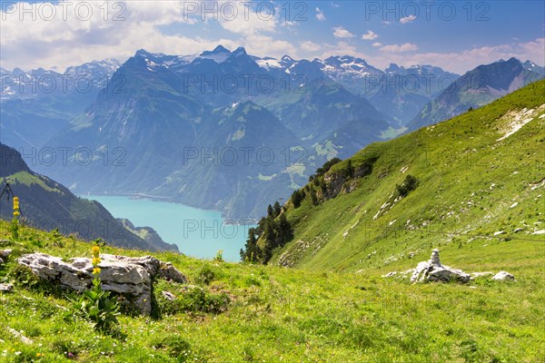 View of Lake Lucerne seen from Fronalpstock mountain