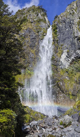 Waterfall with a rainbow