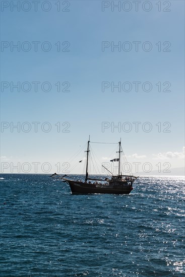 Excursion boat with a pirate flag