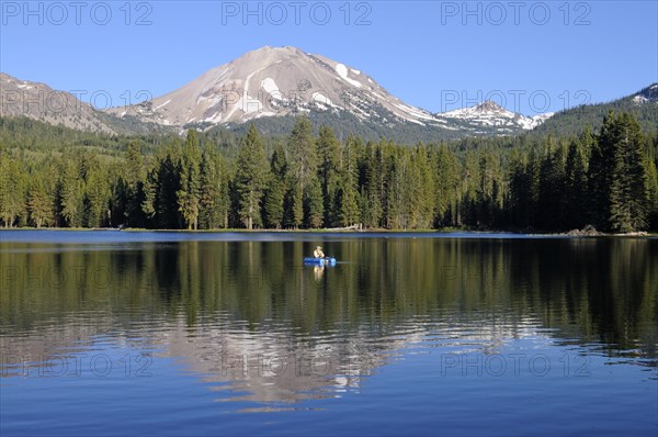 Fishermen in a small boat on Manzanita Lake