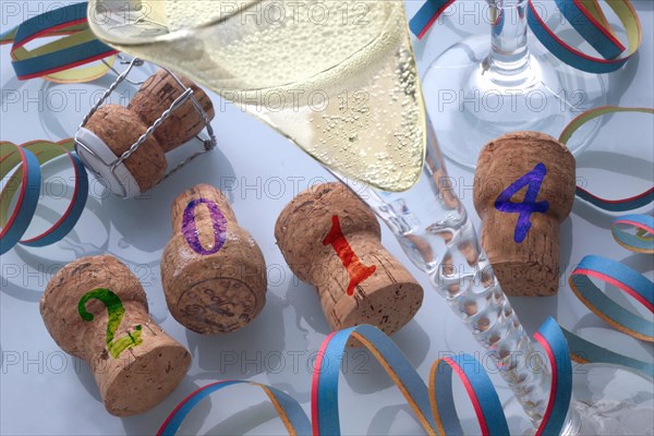 Champagne corks and champagne