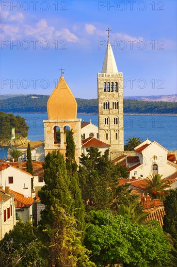 View from St John Church tower over the medieval roof tops of Rab town