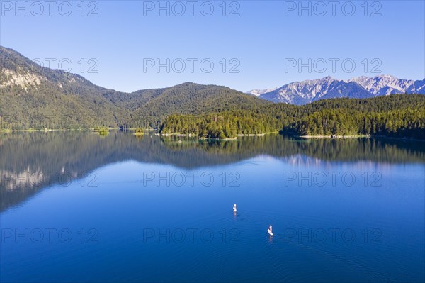Eibsee lake with Stand Up Paddler