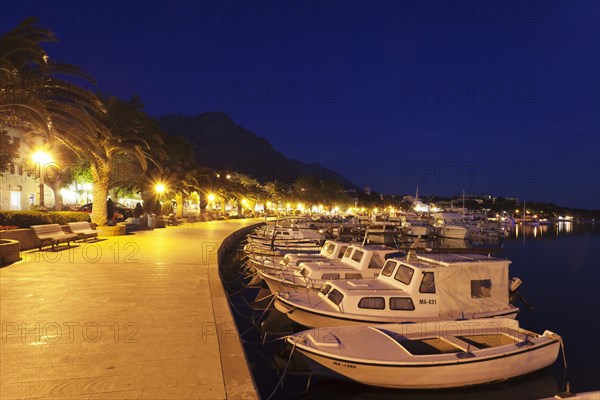 Promenade and harbour at night