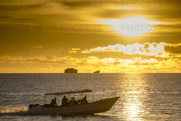 Diving boats with tourists in the evening light