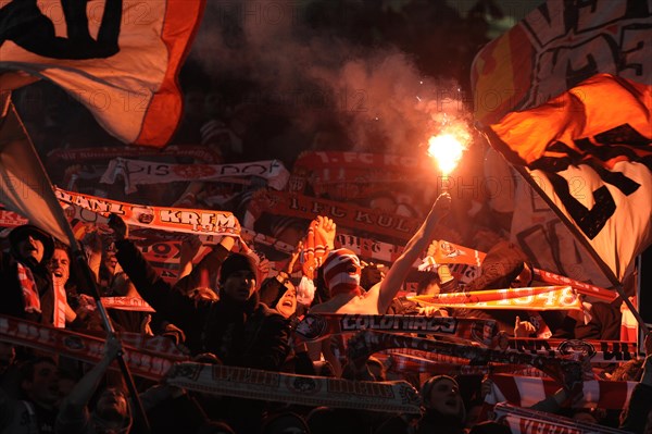 Cologne fans burning flares