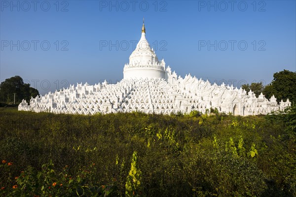 White Buddhist Hsinbyume Pagoda or Myatheindan Pagoda