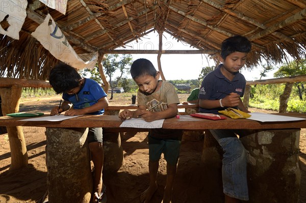 School in a village of the Xavantes people