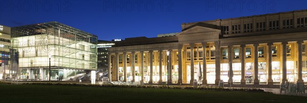 Konigsbau or King's Building and Kunstmuseum art museum on Schlossplatz square