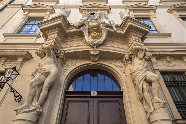 Entrance porch with two Atlas figures from the Liechtenstein City Palace