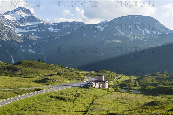 Simplon Pass Road A9 with Hotel Monte Leone